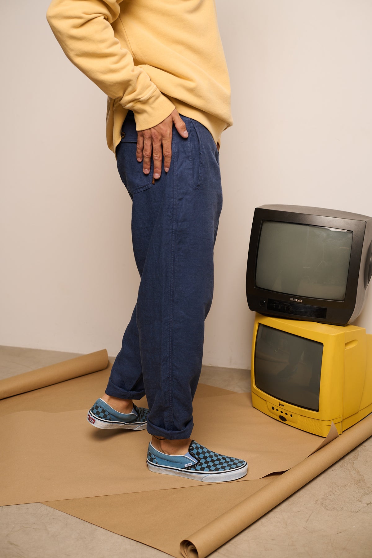 Cosme® Índigo - Pantalón Lino Capri Tipo Chino Relaxed-Tapered Cut