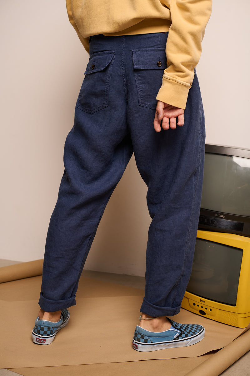 Cosme® Índigo - Pantalón Lino Capri Tipo Chino Relaxed-Tapered Cut