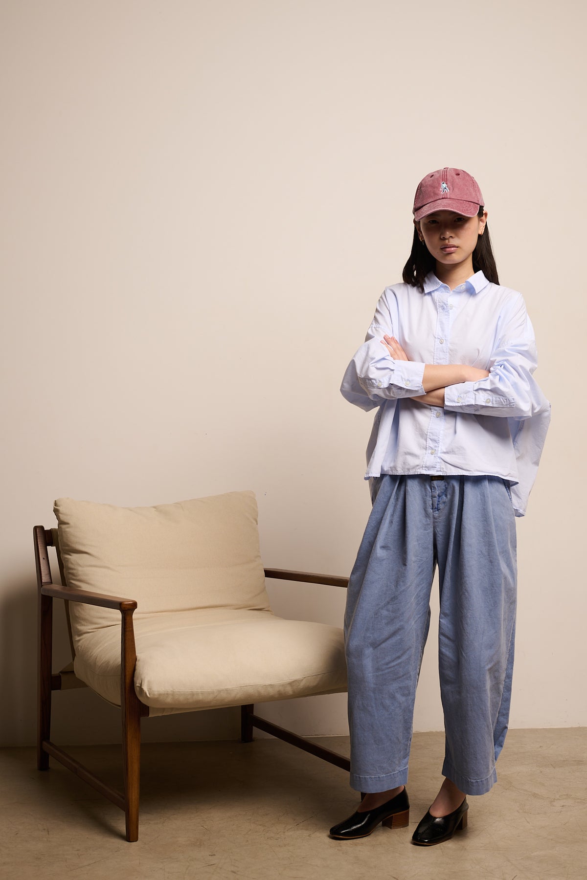 Aline Washed Navy - Pantalón tipo Barrel