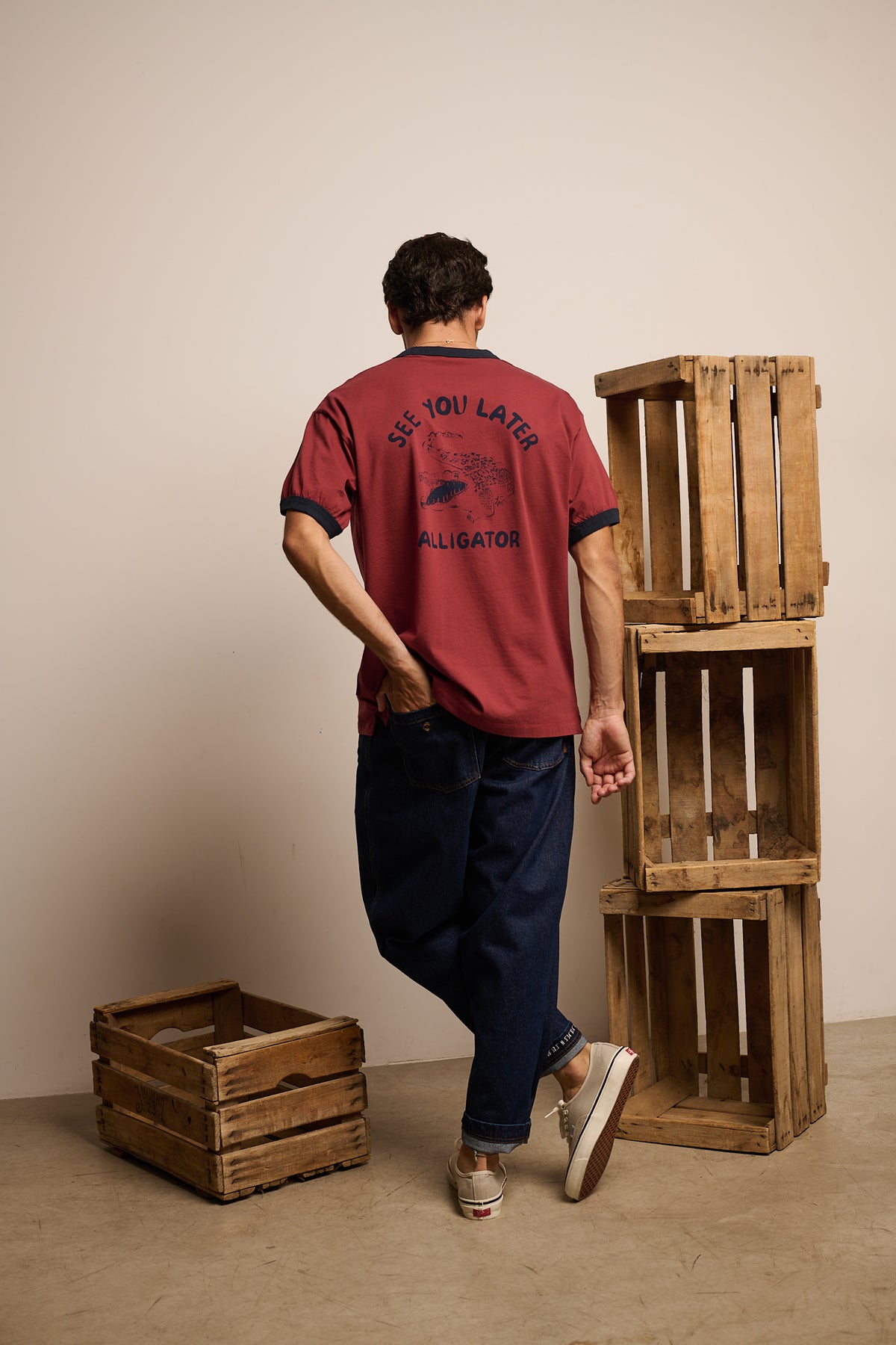 Henry Alligator Lotus Red - Camiseta Contraste Regular Fit