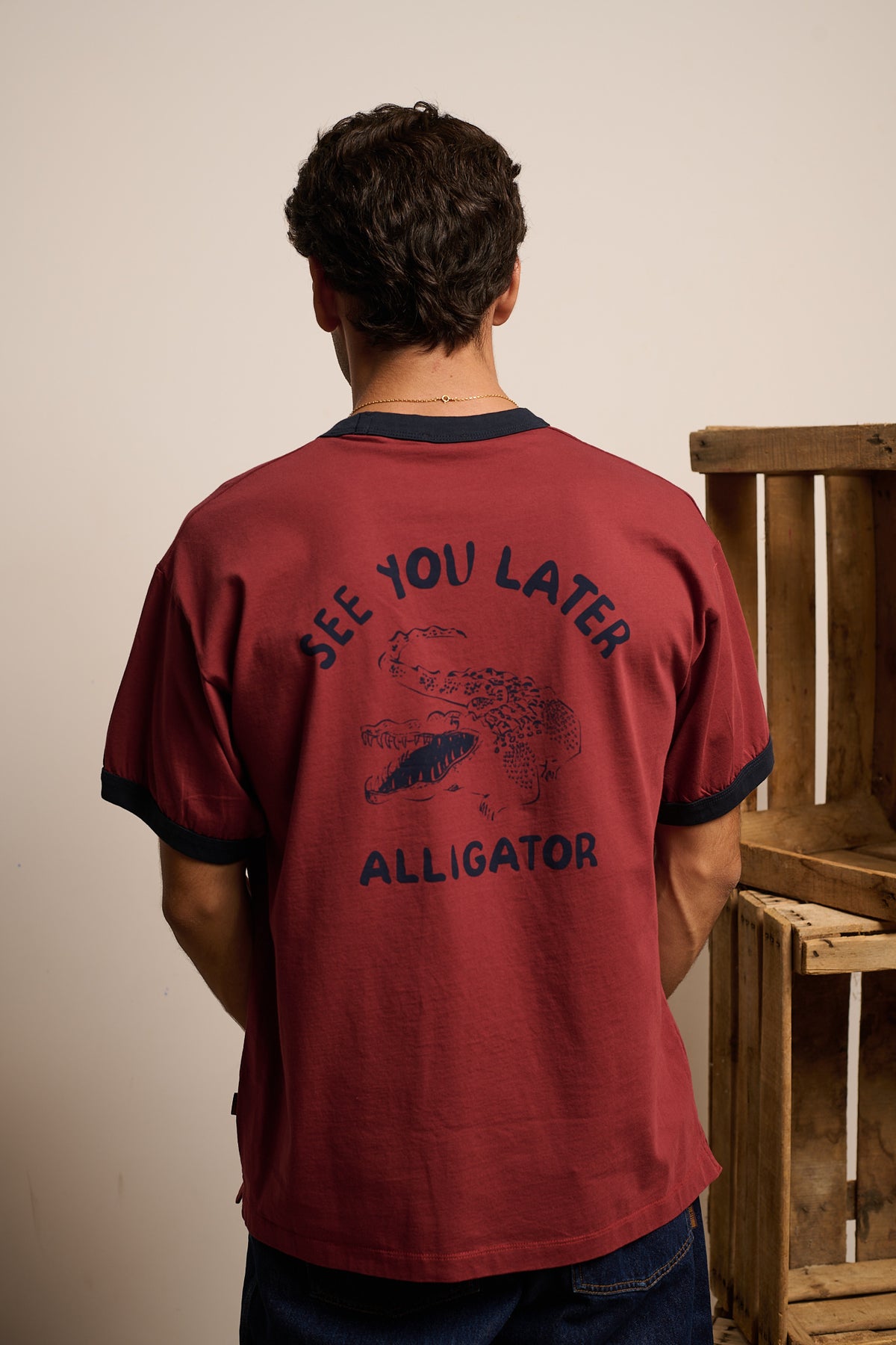 Henry Alligator Lotus Red - Camiseta Contraste Regular Fit