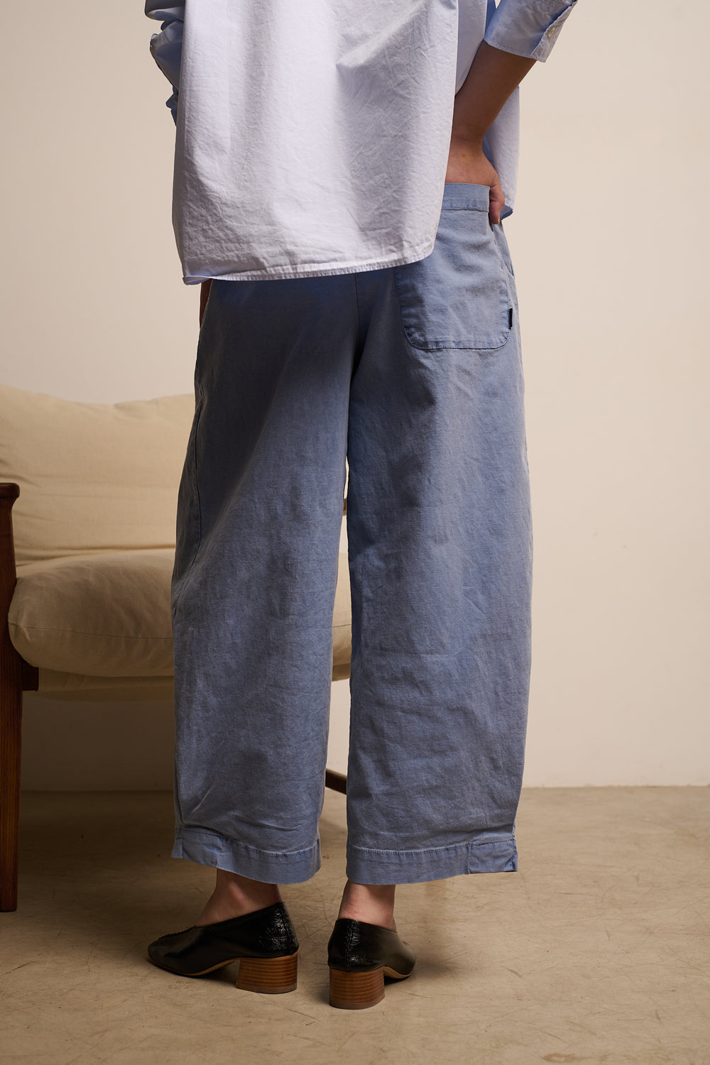 Aline Washed Navy - Pantalón tipo Barrel