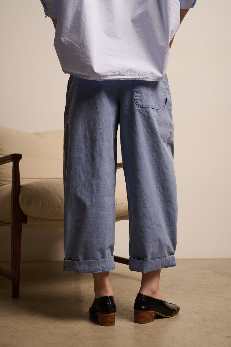 Aline Washed Navy - Pantalón tipo Barrel