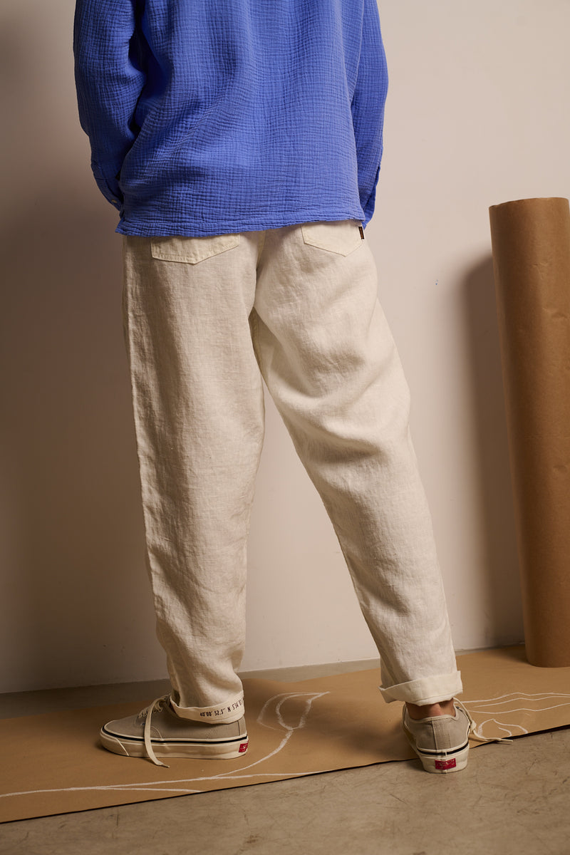 Cosme® Mousse - Pantalón Lino Capri Tipo Chino Relaxed-Tapered Cut