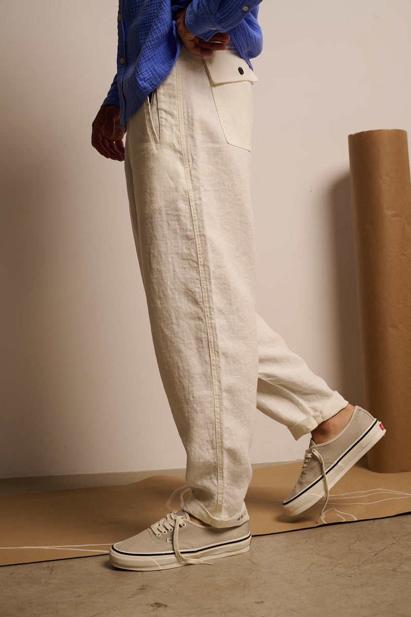 Cosme® Mousse - Pantalón Lino Capri Tipo Chino Relaxed-Tapered Cut