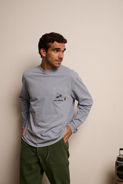 Pierce Alligator Dusty Blue - Camiseta Manga Larga Relaxed Fit
