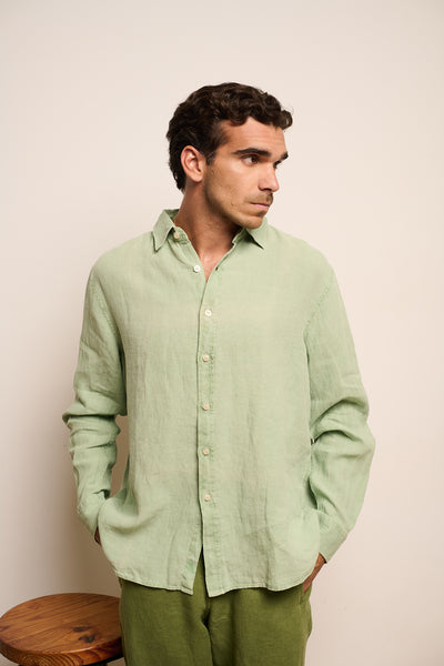 Cary Seagrass - Camisa Lino Relaxed Fit