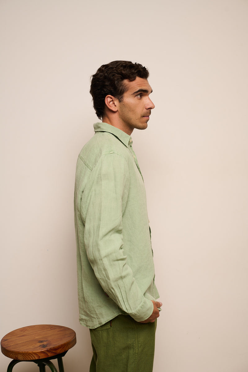 Cary Seagrass - Camisa Lino Relaxed Fit