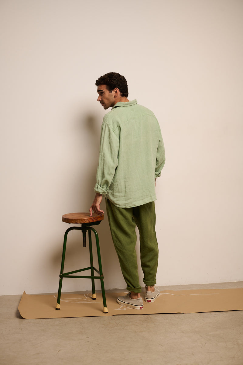Cary Seagrass - Camisa Lino Relaxed Fit
