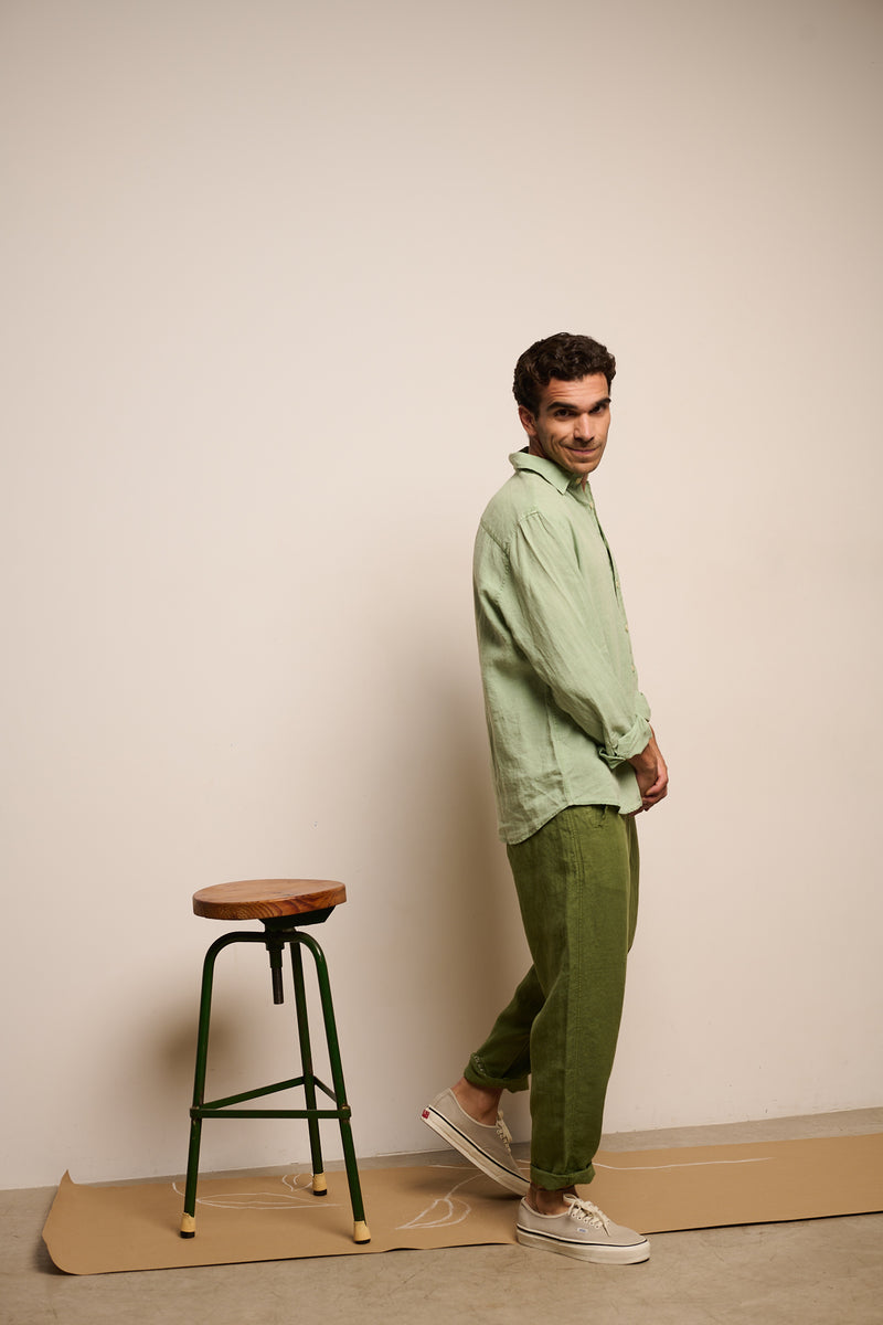 Cary Seagrass - Camisa Lino Relaxed Fit