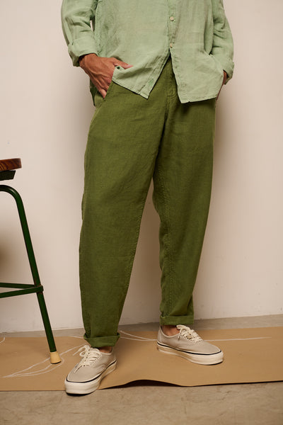 Cosme® Dusty leave - Pantalón Lino Capri Tipo Chino Relaxed-Tapered Cut