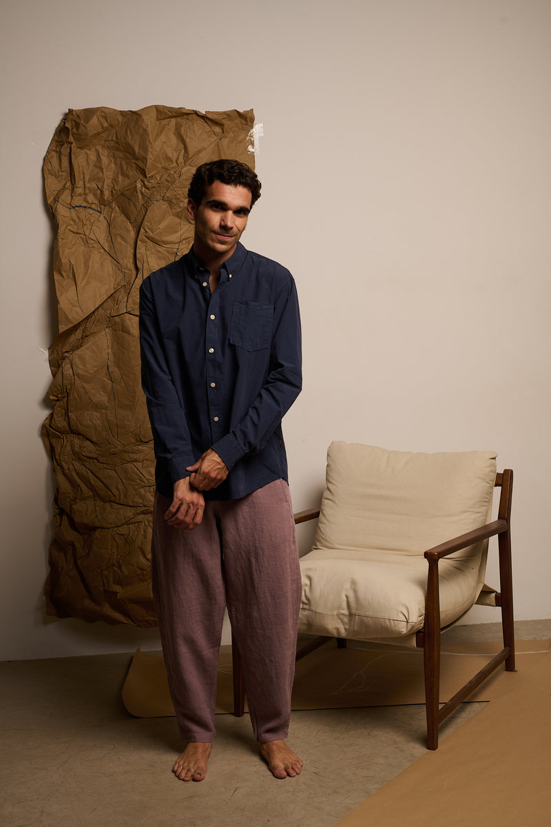 Cosme® Rosewood - Pantalón Lino Capri Tipo Chino Relaxed-Tapered Cut