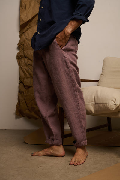 Cosme® Rosewood - Pantalón Lino Capri Tipo Chino Relaxed-Tapered Cut